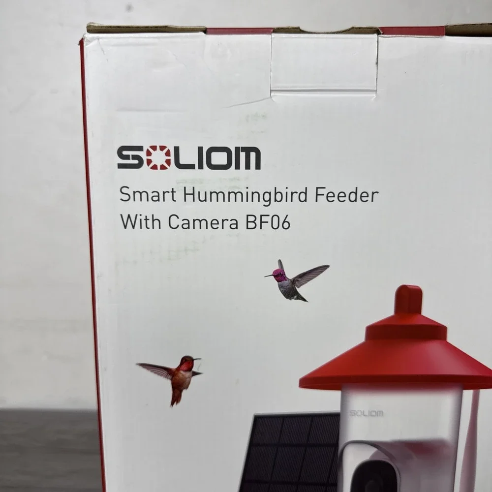 SOLIOM BF06 Hummingbird Bird Feeder with Camera Solar Power, 2K Live Video NEW
